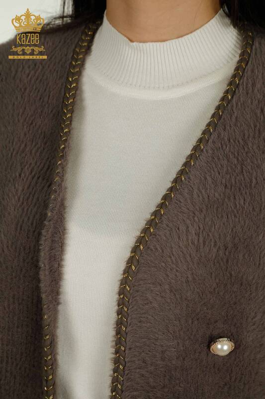 Женский кардиган из ангоры с карманами оптом, цвет хаки - 30799 | КАZEE