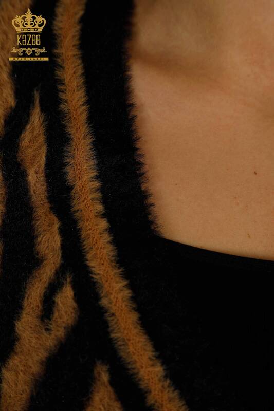Женский длинный кардиган из ангоры оптом, два цвета: коричневый и черный - 30587 | КАZEE