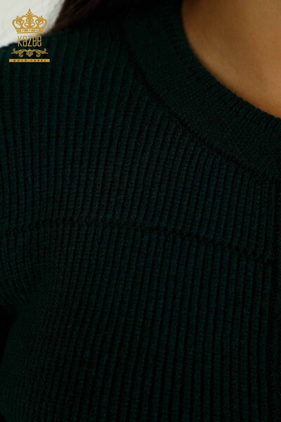 Женский длинный кардиган с дырочками, темно-зеленый оптом - 30643 | КАZEE - Thumbnail