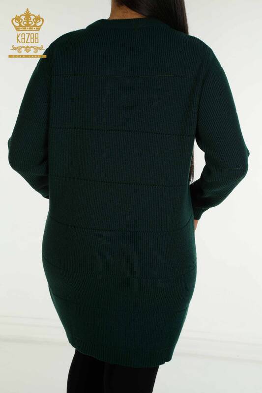 Женский длинный кардиган с дырочками, темно-зеленый оптом - 30643 | КАZEE