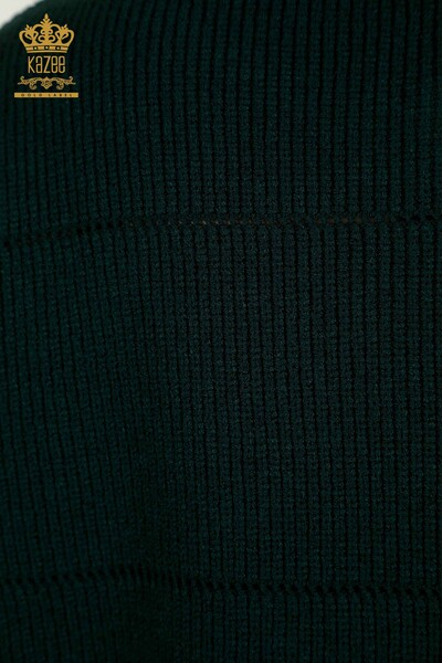 Женский длинный кардиган с дырочками, темно-зеленый оптом - 30643 | КАZEE - Thumbnail
