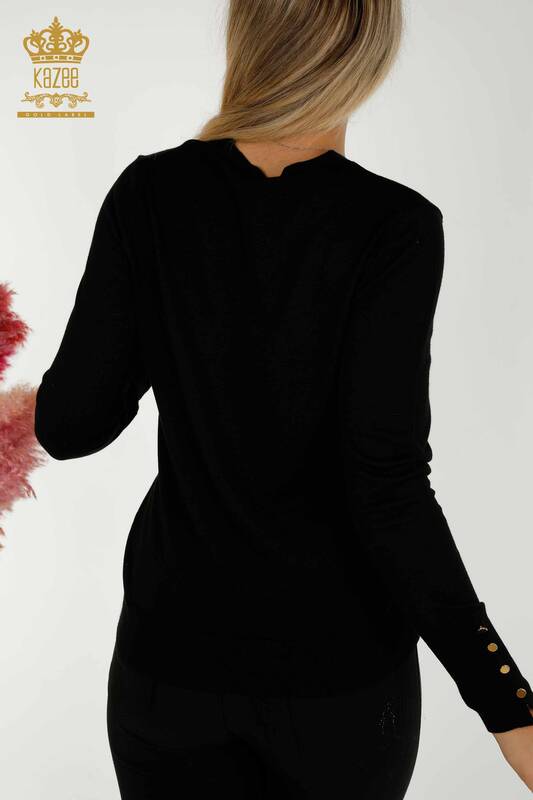 Женский кардиган с пуговицами на рукавах оптом, черный - 30136 | КАZEE
