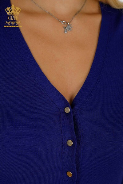 Женский кардиган с пуговицами на рукавах оптом, электрический цвет - 30136 | КАZEE - Thumbnail (2)