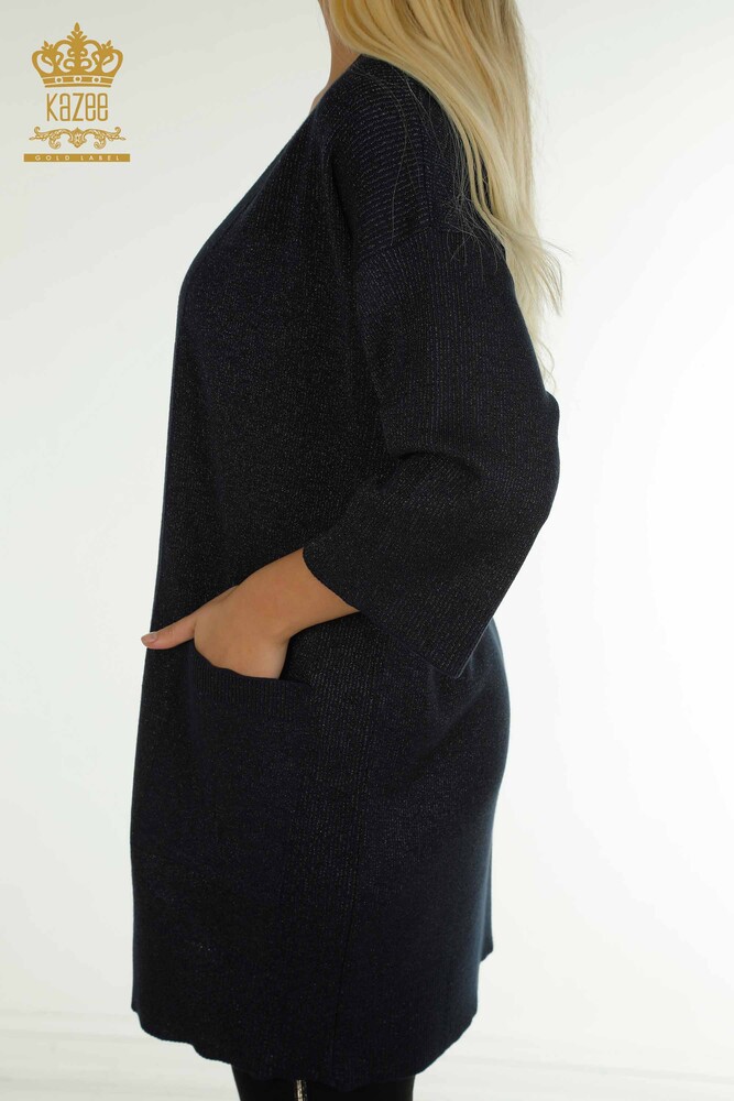 Женский кардиган с блестками темно-синего цвета оптом - 30135 | КАZEE - 5