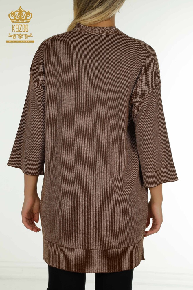 Женский кардиган с блестками коричневого цвета оптом - 30135 | КAZEE - 8