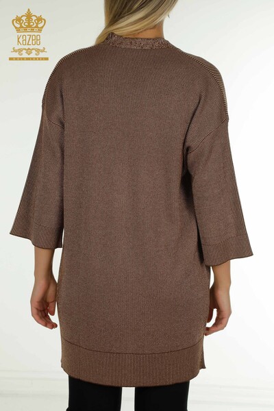 Женский кардиган с блестками коричневого цвета оптом - 30135 | КAZEE - 8