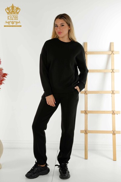Черный женский спортивный костюм с основными карманами оптом - 17579 | КАZEE - Thumbnail