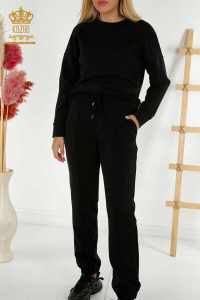 Черный женский спортивный костюм с основными карманами оптом - 17579 | КАZEE - Thumbnail