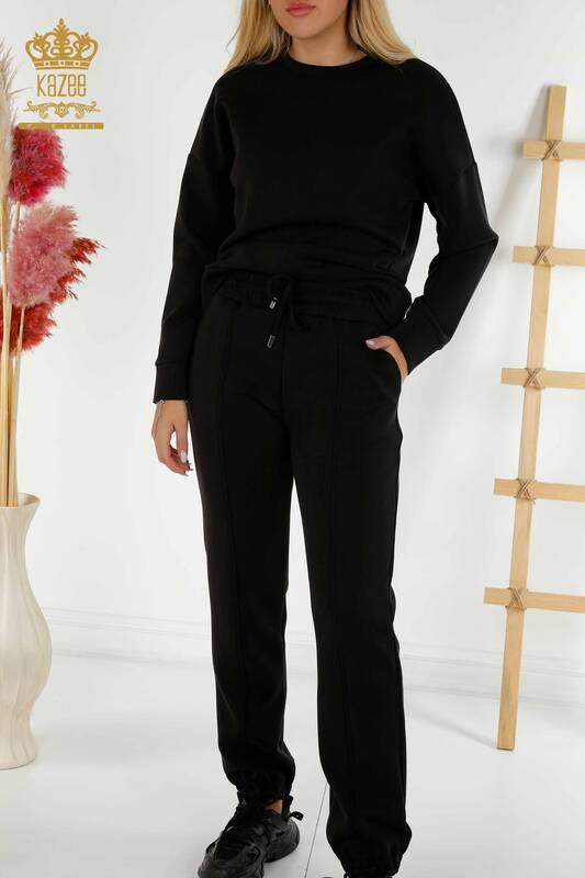 Черный женский спортивный костюм с основными карманами оптом - 17579 | КАZEE