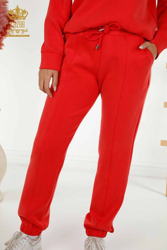 Красный женский спортивный костюм с основными карманами оптом - 17579 | КАZEE