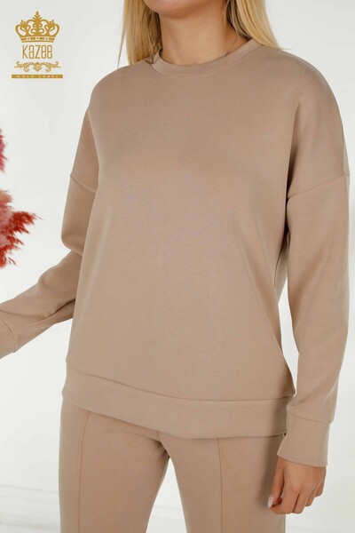 Женский спортивный костюм оптом Базовый карманный норковый - 17579 | КАZEE - Thumbnail