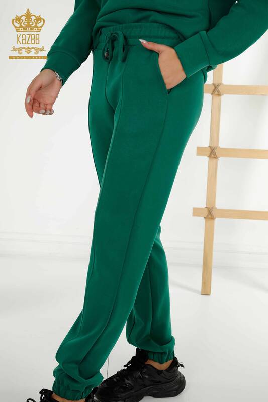 Женский спортивный костюм оптом Базовый карманный зеленый - 17579 | КАZEE