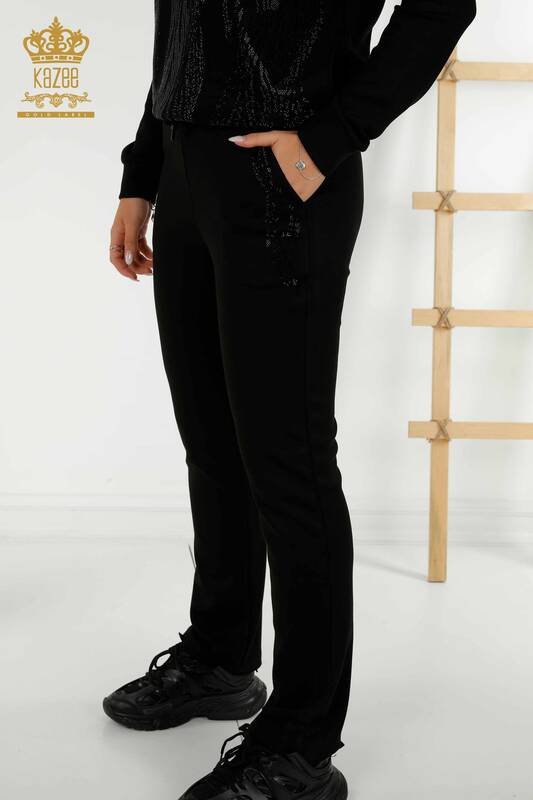 Женский спортивный костюм оптом с капюшоном черный - 17566 | КАZEE