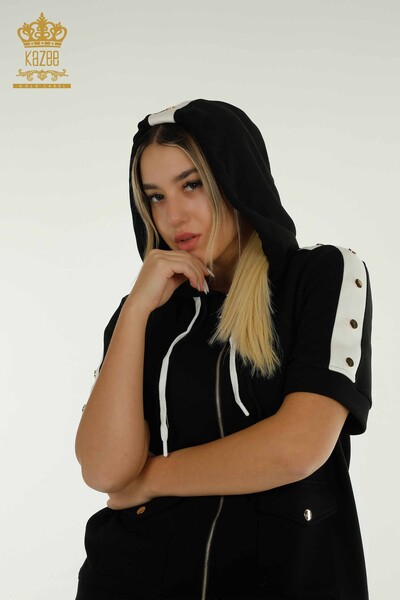 Kazee - Оптовая продажа комплекта женского спортивного костюма двух цветов черного экрю - 17673 | КАZEE (1)