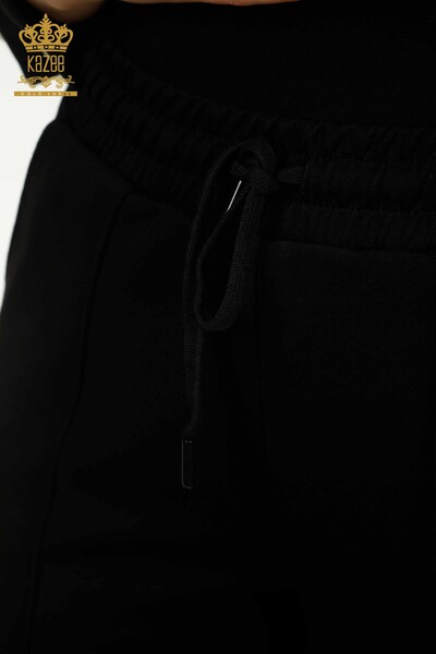 Оптовая продажа комплекта женского спортивного костюма двух цветов черного экрю - 17674 | КАZEE - Thumbnail