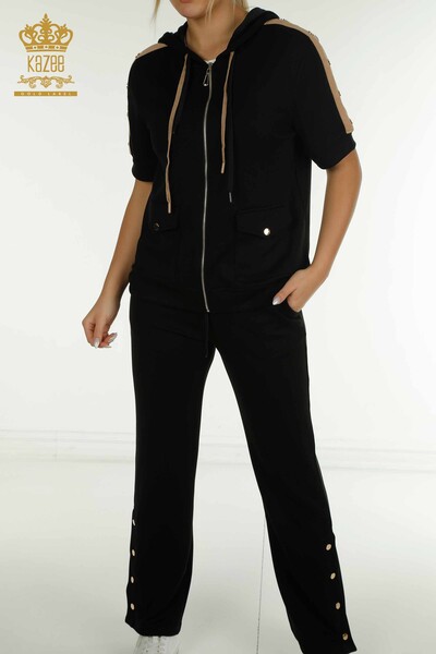 Оптовая продажа комплекта женского спортивного костюма двух цветов черной норки - 17673 | КАZEE - Thumbnail