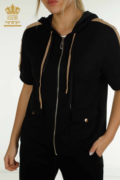 Оптовая продажа комплекта женского спортивного костюма двух цветов черной норки - 17673 | КАZEE - Thumbnail