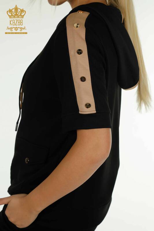 Оптовая продажа комплекта женского спортивного костюма двух цветов черной норки - 17673 | КАZEE