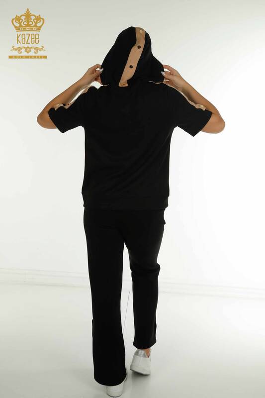 Оптовая продажа комплекта женского спортивного костюма двух цветов черной норки - 17673 | КАZEE