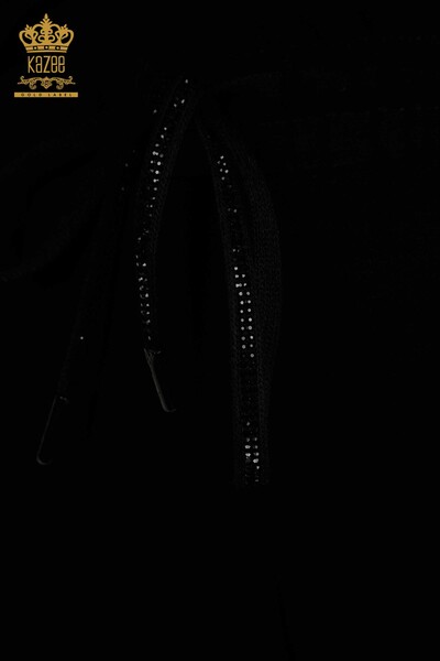 Черный женский спортивный костюм оптом с каменной вышивкой - 17675 | КАZEE - Thumbnail