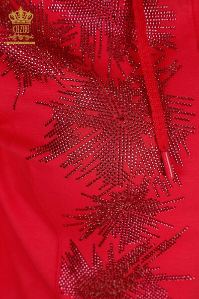 Оптовая продажа женского спортивного костюма с вышивкой камнями цвета фуксии - 17560 | КАZEE - Thumbnail