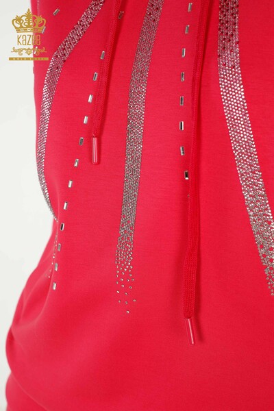Оптовая продажа женского спортивного костюма с вышивкой камнями цвета фуксии - 17597 | КАZEE - Thumbnail