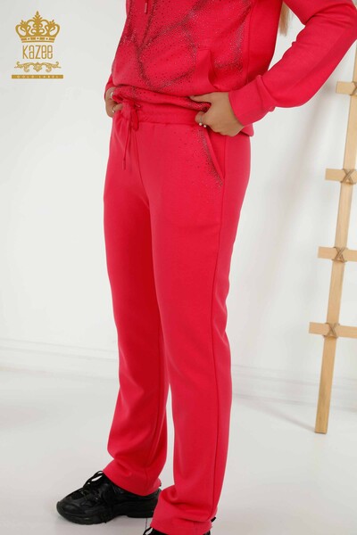 Женский спортивный костюм оптом, цвет фуксия с вышивкой хрустальным камнем - 17557 | КАZEE - Thumbnail