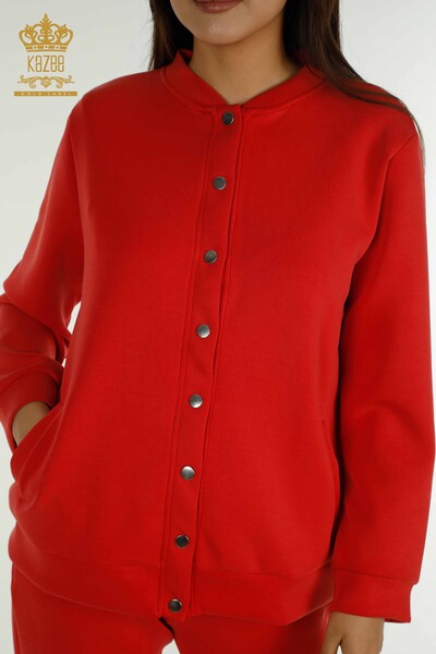 Красный женский спортивный костюм с пуговицами оптом - 17624 | КАZEE - Thumbnail
