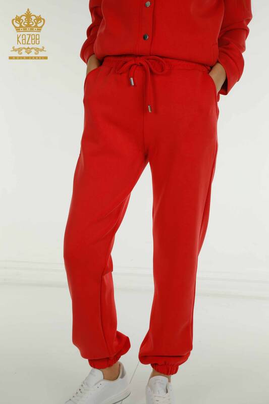 Красный женский спортивный костюм с пуговицами оптом - 17624 | КАZEE