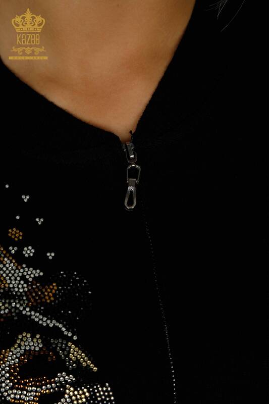 Черный женский спортивный костюм оптом с леопардовым узором - 16660 | КАZEE