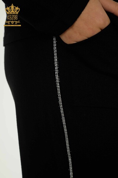 Черный женский спортивный костюм оптом с леопардовым узором - 16660 | КАZEE - Thumbnail