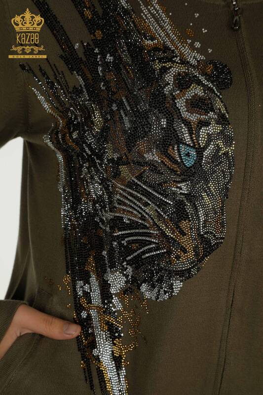 Женский спортивный костюм оптом, цвет хаки с леопардовым рисунком - 16660 | КАZEE