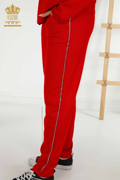 Красный женский спортивный костюм оптом с леопардовым узором - 16660 | КAZEE - Thumbnail