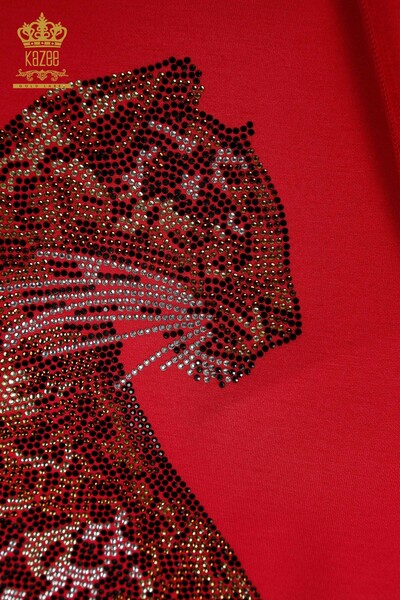 Женский спортивный костюм оптом с леопардовым узором цвета фуксии - 17580 | КАZEE - Thumbnail