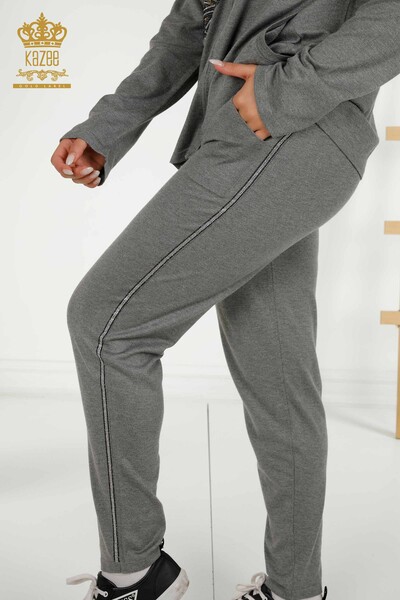 Женский спортивный костюм оптом, серый с леопардовым узором - 16660 | КАZEE - Thumbnail