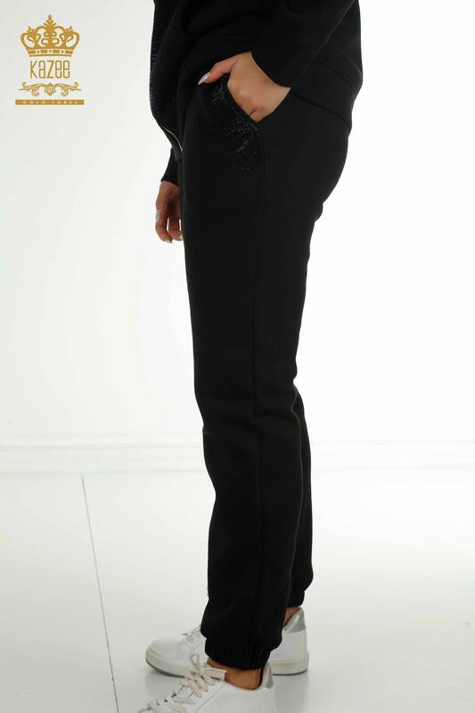 Черный женский спортивный костюм на молнии оптом - 17607 | КАZEE