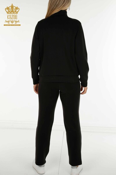 Черный женский спортивный костюм на молнии оптом - 17619 | КАZEE - Thumbnail