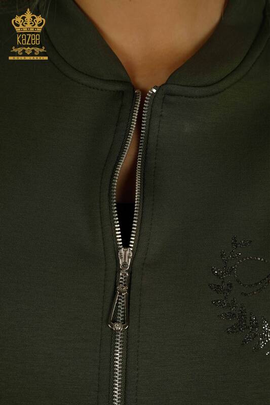 Женский спортивный костюм оптом на молнии цвета хаки - 17636 | КАZEE
