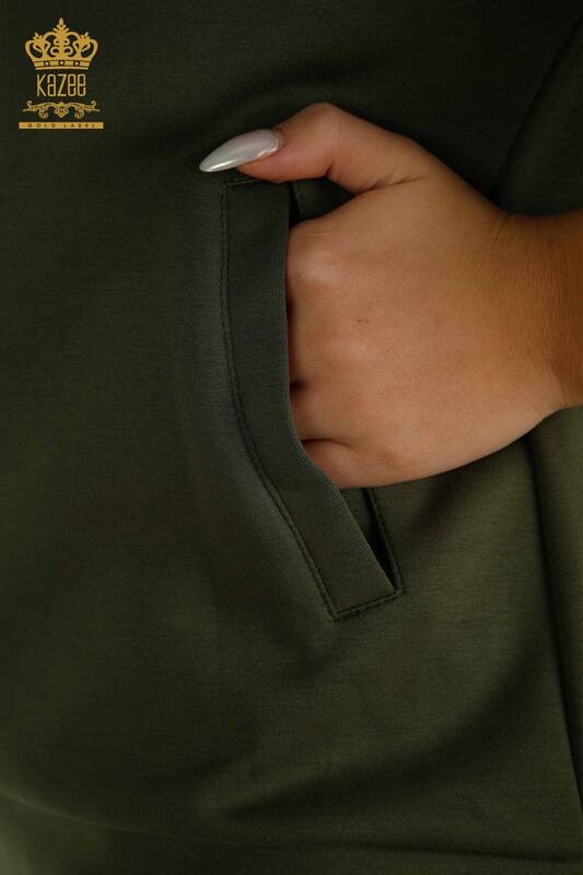 Женский спортивный костюм оптом на молнии цвета хаки - 17636 | КАZEE