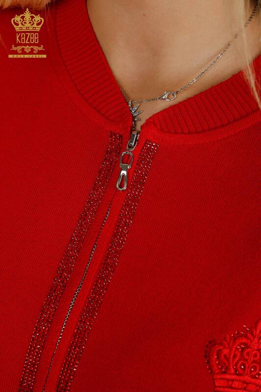 Красный женский спортивный костюм с молнией оптом - 30638 | КАZEE