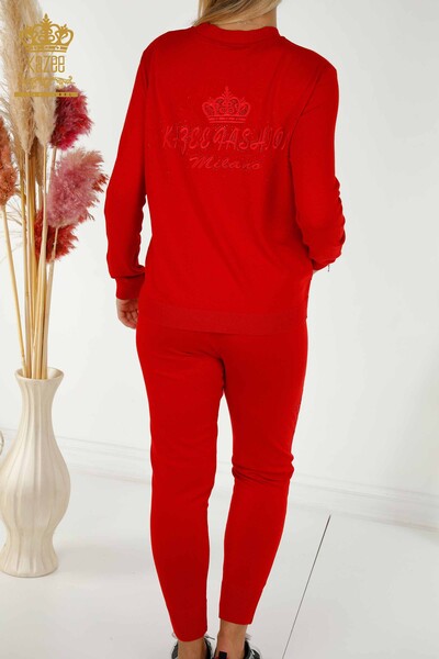 Красный женский спортивный костюм с молнией оптом - 30638 | КАZEE - Thumbnail