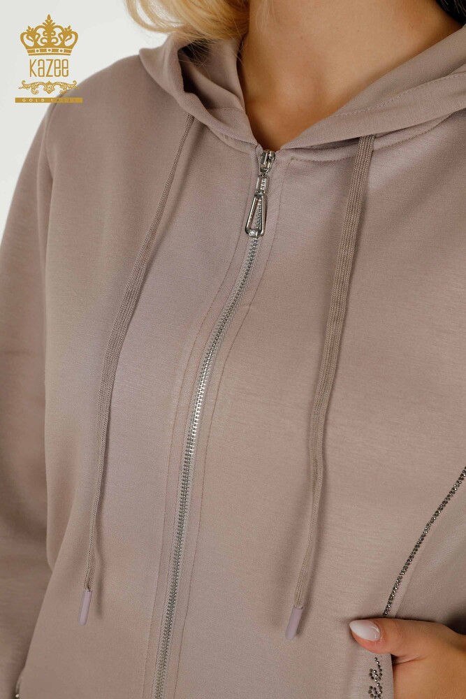Оптовая продажа женского спортивного костюма на молнии из темной норки - 17550 | КАZEE - 5