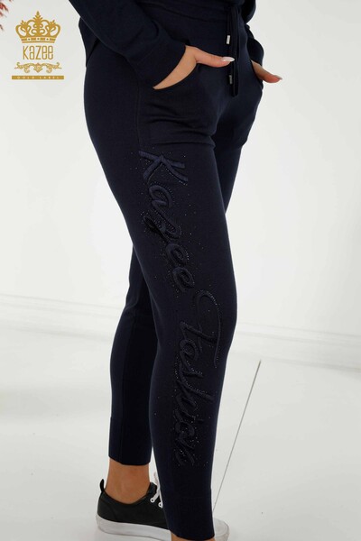 Оптовая продажа женского спортивного костюма на молнии темно-синего цвета - 30638 | КАZEE - Thumbnail