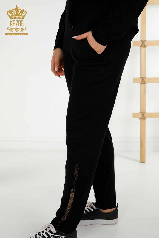 Женский спортивный костюм оптом с карманом на молнии, черный - 16280 | КAZEE