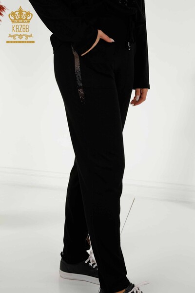 Женский спортивный костюм оптом с карманом на молнии, черный - 16280 | КAZEE - Thumbnail