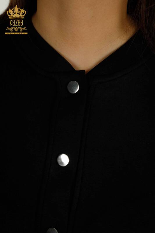 Черный женский спортивный костюм с пуговицами оптом - 17624 | КАZEE