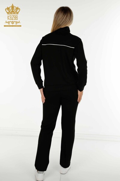 Оптовая продажа женского спортивного костюма с пуговицами черного цвета экрю - 17594 | КАZEE - Thumbnail