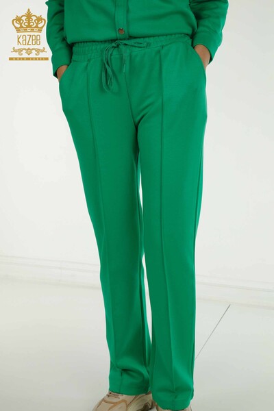 Оптовая продажа женского спортивного костюма с пуговицами зеленого цвета - 17555 | КАZEE - Thumbnail