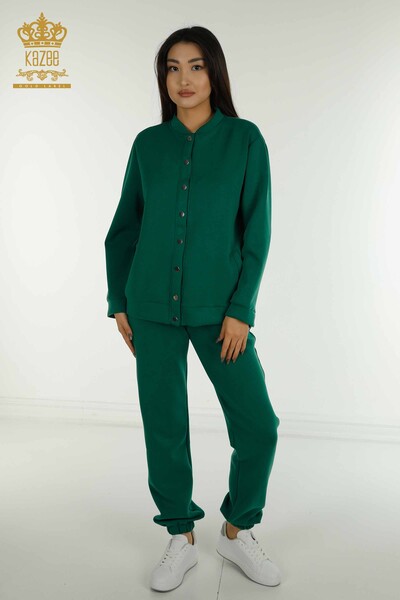 Оптовая продажа женского спортивного костюма с пуговицами зеленого цвета - 17624 | КАZEE - Thumbnail
