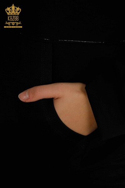 Женский спортивный костюм оптом с капюшоном черный - 17559 | КАZEE - Thumbnail